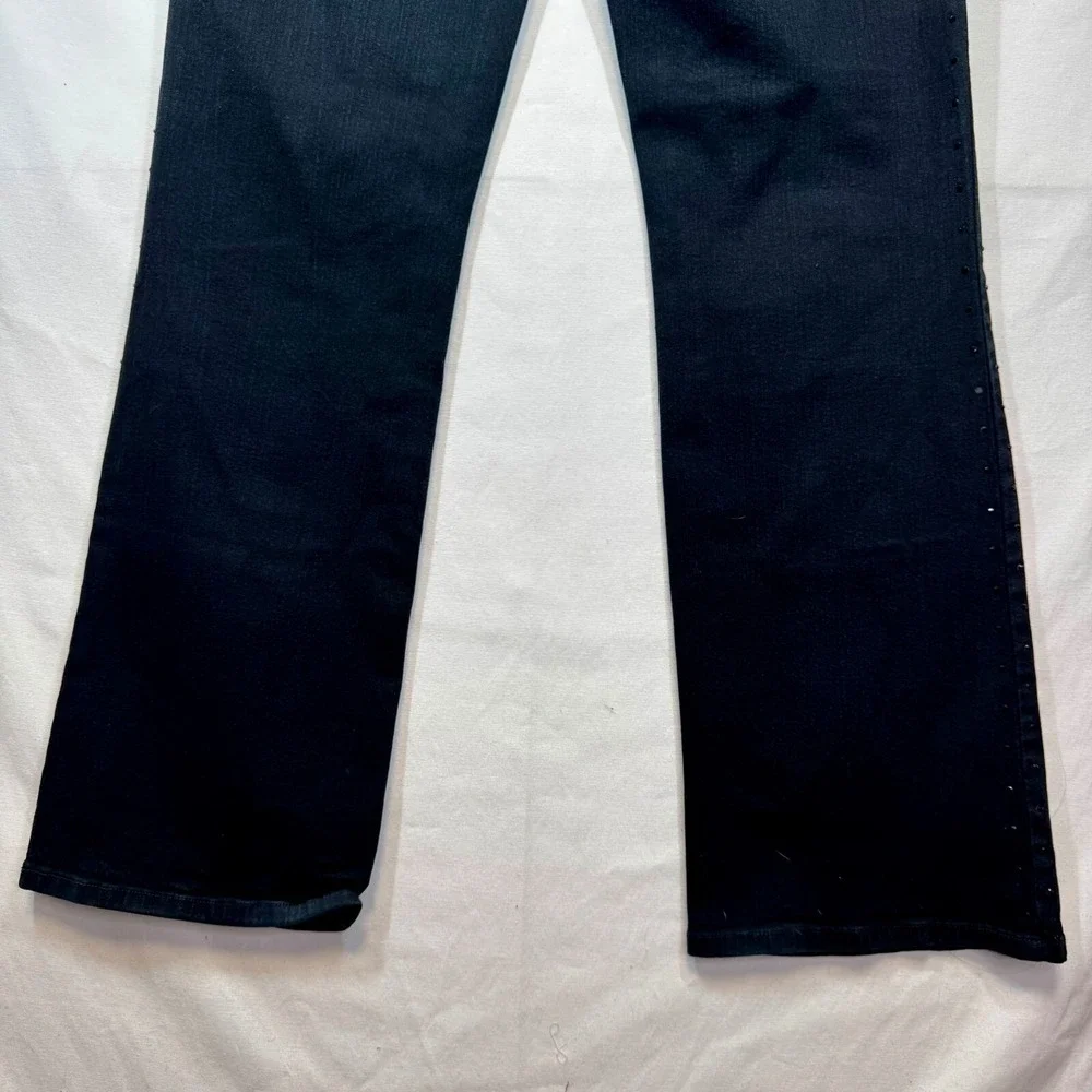 NYDJ‎ Black Wash Slim Leg Jeans Rhinestone Embellished Denim Pants Size 6